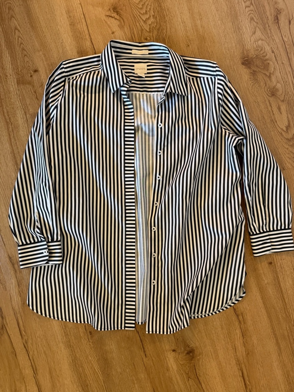 Oversized Black & White Striped Women’s Button-Up Shirt